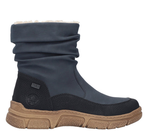 Ghete casual, dama, RIEKER, 72382-14 bleumarin, piele ecologica